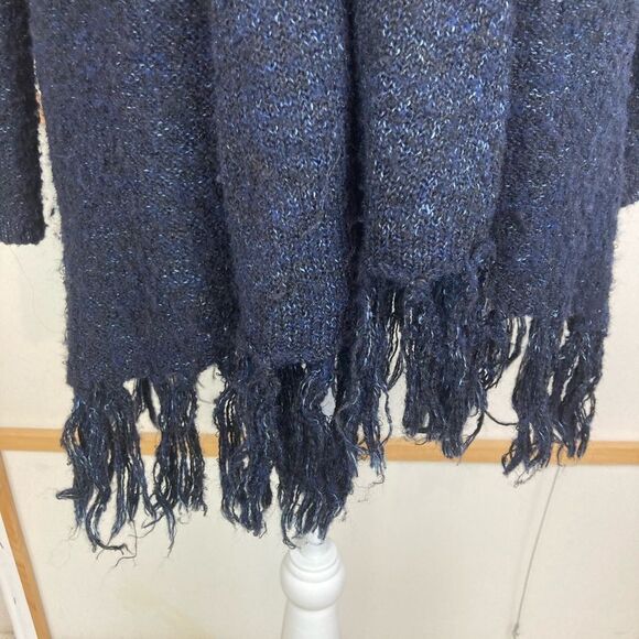 Chico's Deep Blue & Black Open Cardigan with Fringe Oversized - Picture 3 of 7
